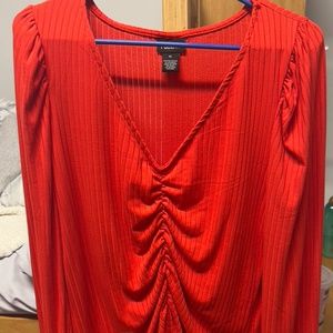 Red Long Sleeve Blouse